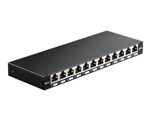 0.5U 12 Port-CAT.6A Shielded Patch Panel