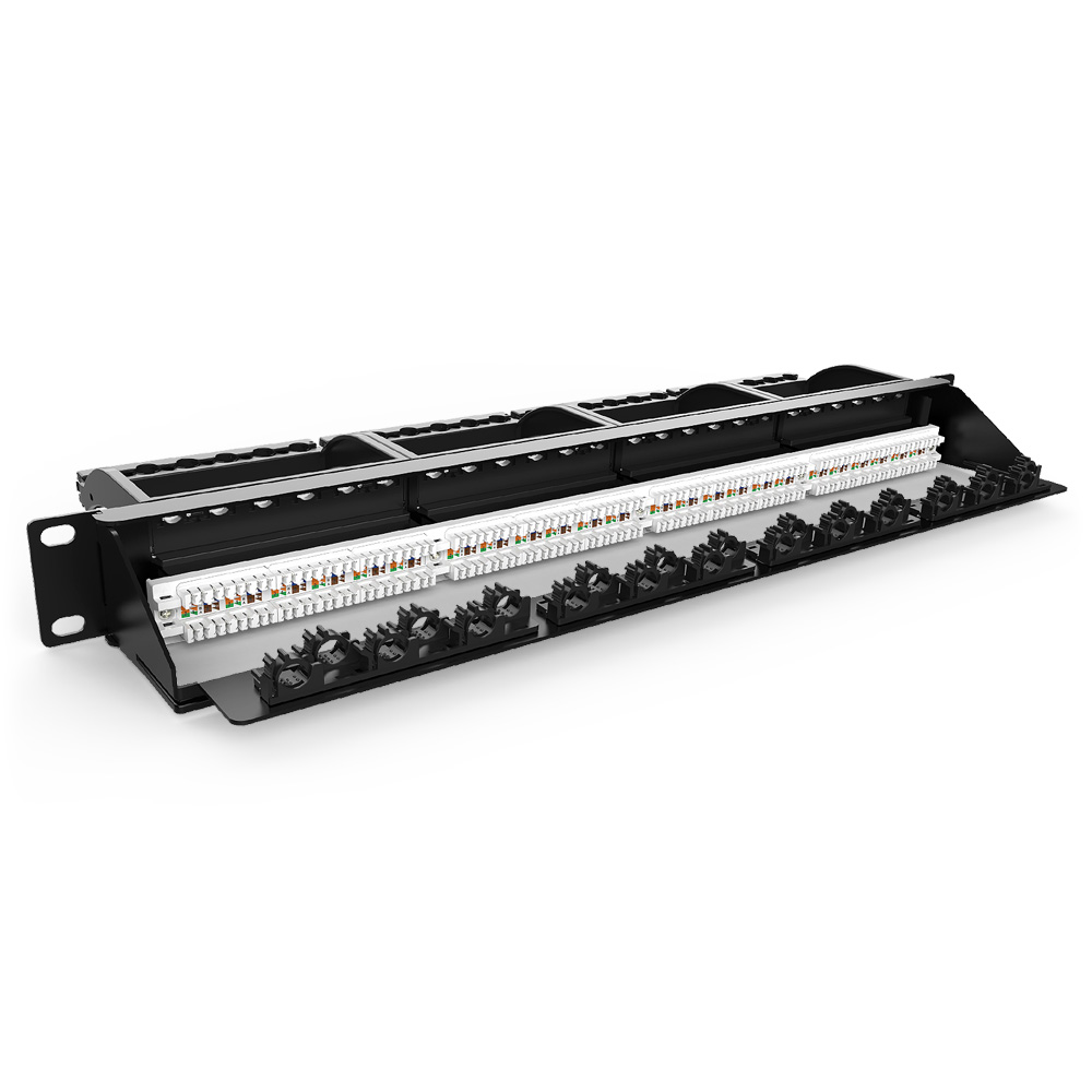 1U 24 Port Cat.6A UTP Patch Panel with 180° Wiring