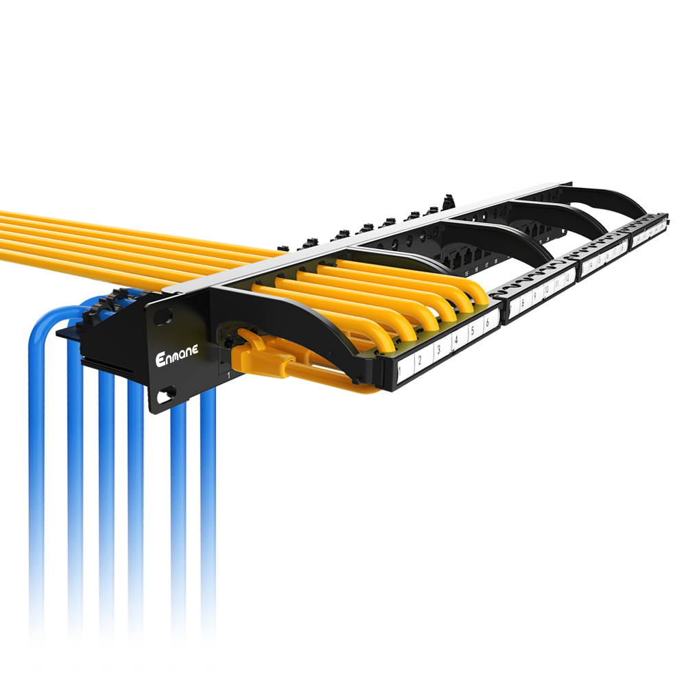 1U 24 Port Cat.6A UTP Patch Panel with 180° Wiring