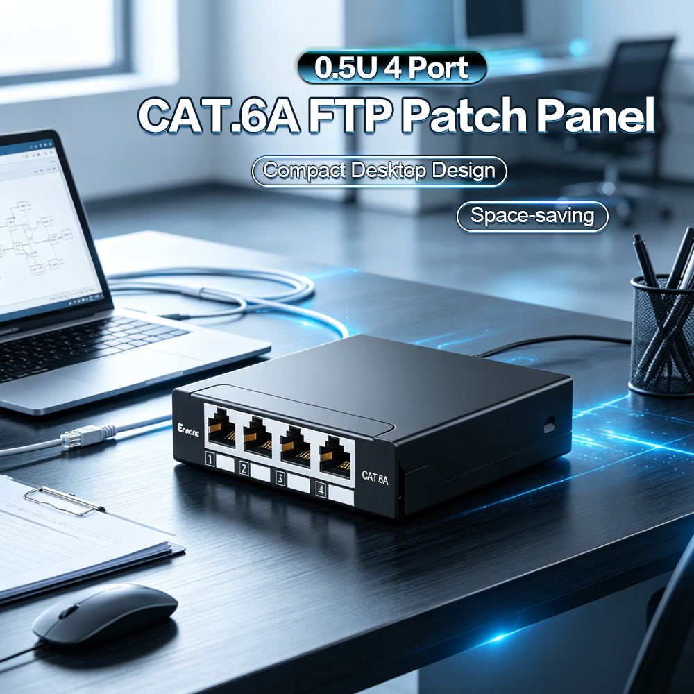 0.5U 4 Port-CAT.6A Shielded Patch Panel