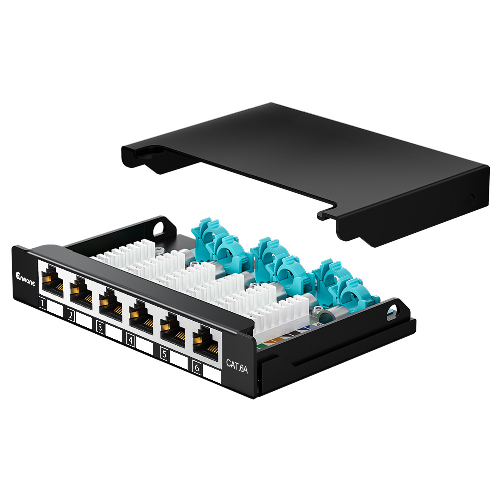 0.5U 6 Port-CAT.6A Shielded Patch Panel