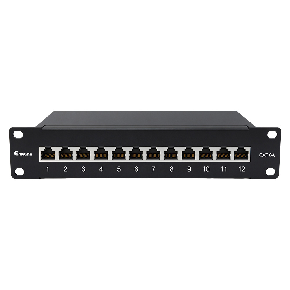 1U 12 Port Cat.6A Shielded Patch Panel for 10-Inch Racks