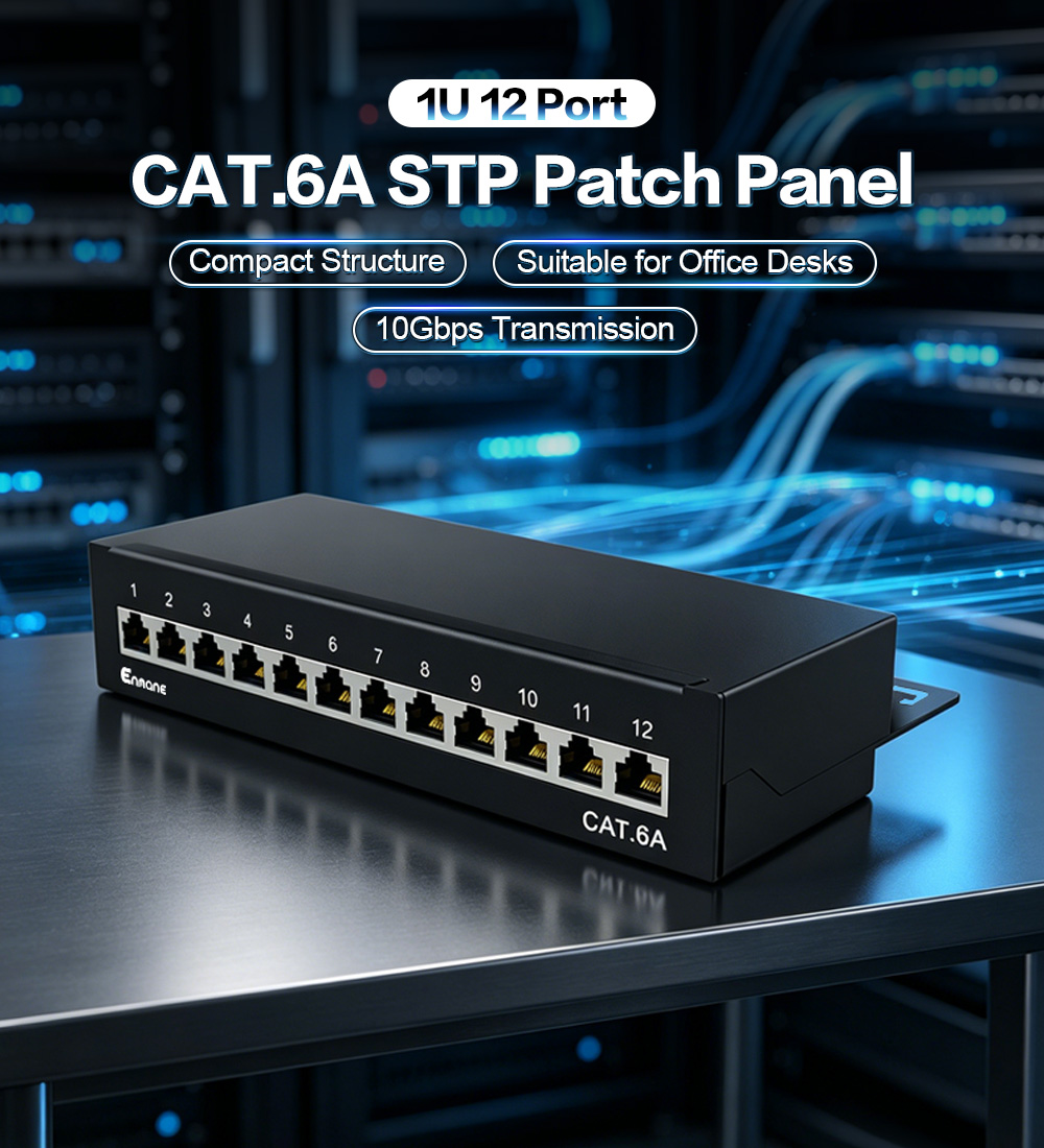 1U 12 Port-CAT.6A Shielded Patch Panel