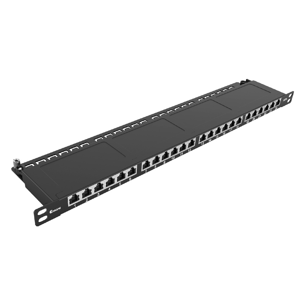 Dust-Proof 0.5U 24 Port Cat.6A Shielded Patch Panel