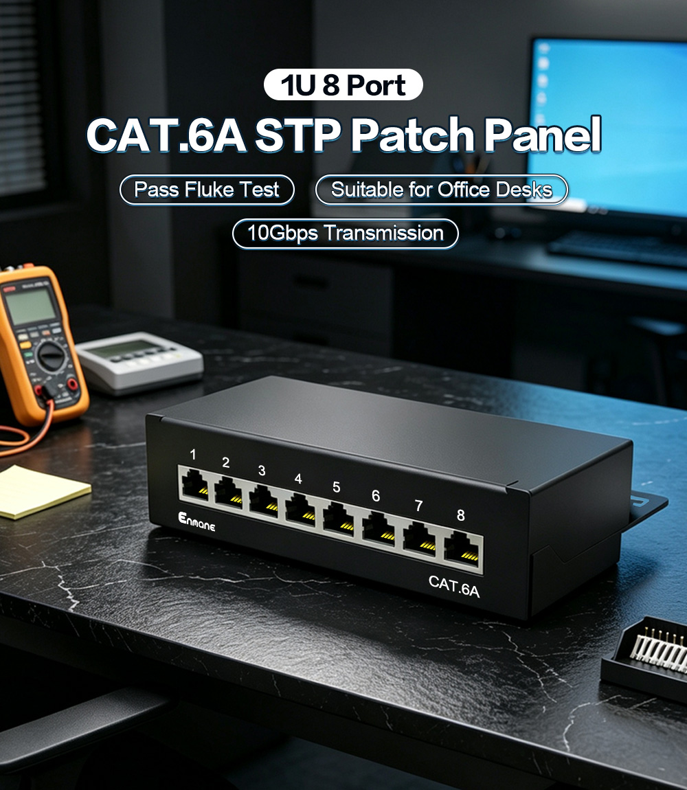 1U 8 Port-CAT.6A Shielded Patch Panel