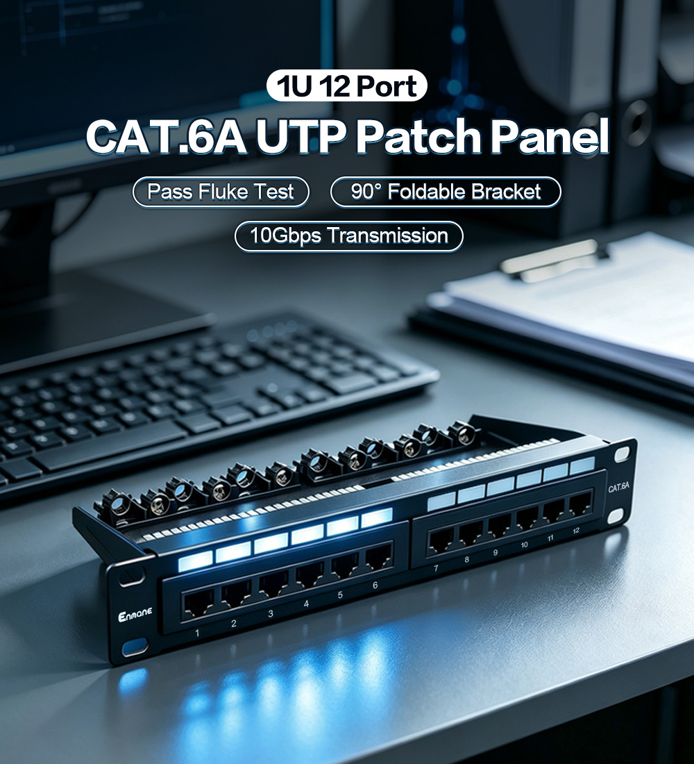 1U 12 Port-CAT.6A UTP Patch Panel