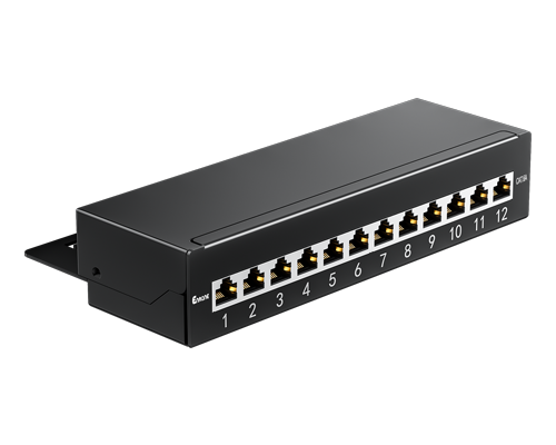 1U 12 Port-CAT.6A Shielded Patch Panel